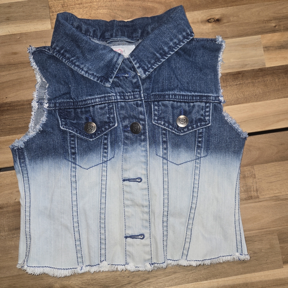 Blue Ombre Distressed Denim Vest